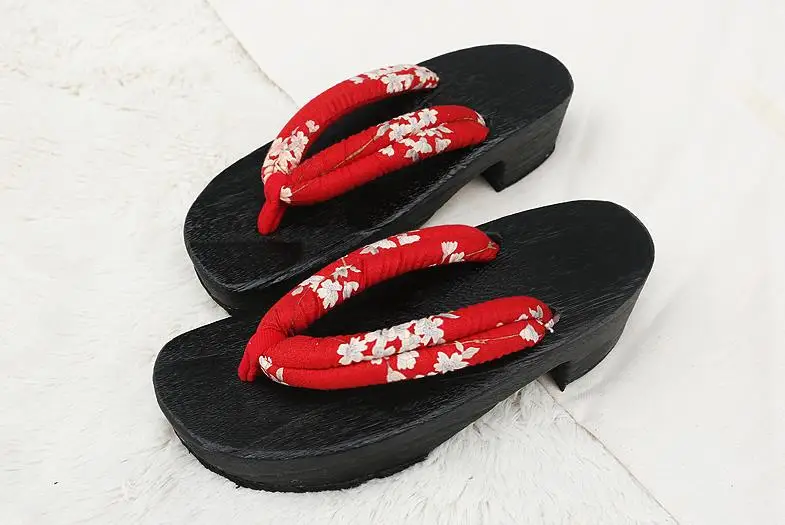 2021 Women Flip Flops 2017 Summers Wedge Sandals Cosplay Shoes Japanese Geta Clogs Wooden Red