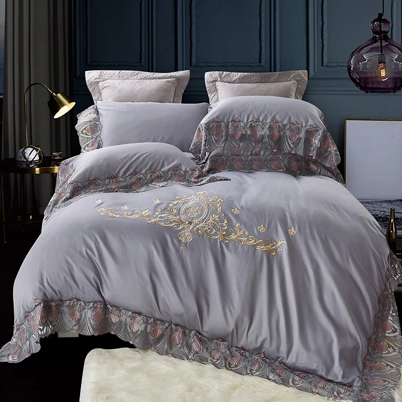 Gray 100%Cotton Lace Duvet Cover Bed sheet Set Embroidery Queen/King Size Bedclothes Luxury Bedding Sets Pillowcase ropa de cama
Gray 100%Cotton Lace Duvet Cover Bed sheet Set Embroidery Queen/King Size Bedclothes Luxury Bedding Sets Pillowcase ropa de cama