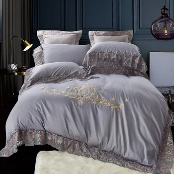 Gray 100%Cotton Lace Duvet Cover Bed sheet Set Embroidery Queen/King Size Bedclothes Luxury Bedding Sets Pillowcase ropa de cama
Gray 100%Cotton Lace Duvet Cover Bed sheet Set Embroidery Queen/King Size Bedclothes Luxury Bedding Sets Pillowcase ropa de cama