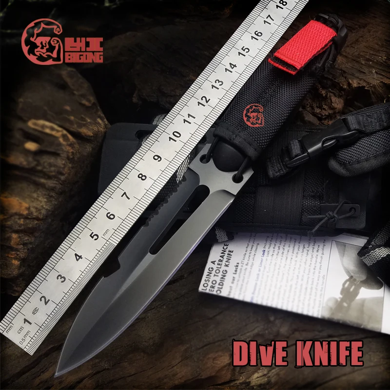 Best Quality BIGONG Diving Knife 7Cr17Mov steel Blade fiber plast handle EXTREMA RATIO survival knife Outdoor Preferred Tool
Best Quality BIGONG Diving Knife 7Cr17Mov steel Blade fiber plast handle EXTREMA RATIO survival knife Outdoor Preferred Tool