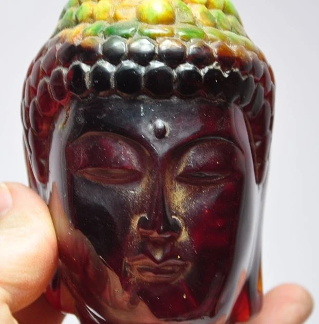 Chinese buddhism man made Amber resin Shakyamuni Tathagata buddha head statue