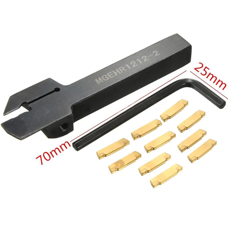10Pcs MGMN200 Inserts & MGEHR1212-2 Lathe Cutter Grooving Tool Holder & L Wrench
10Pcs MGMN200 Inserts & MGEHR1212-2 Lathe Cutter Grooving Tool Holder & L Wrench