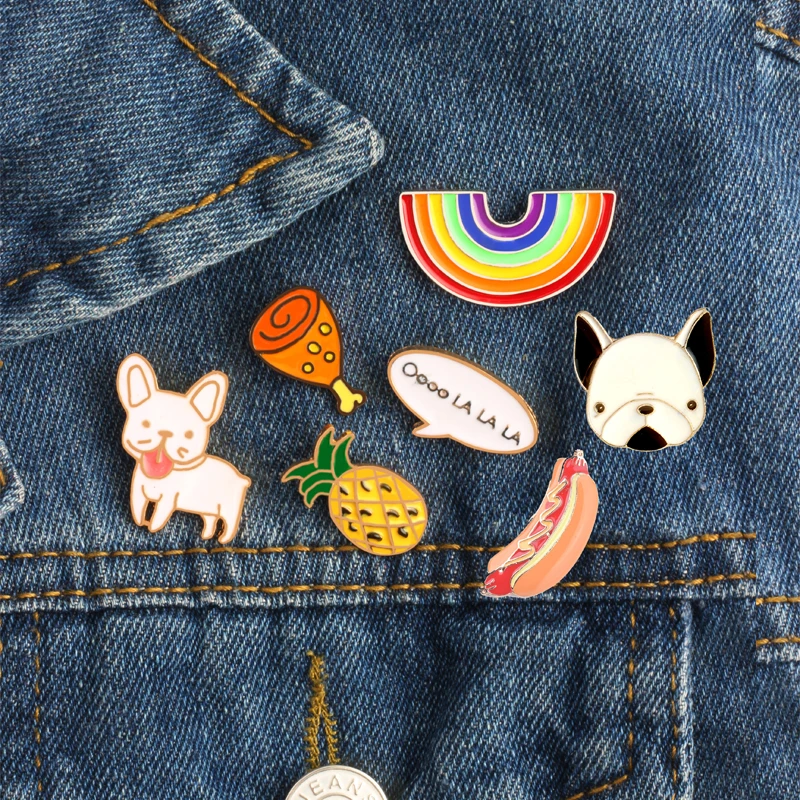 Cute Dog Brooches Rainbow Pineapple Chicken Leg Metal Enamel Badges Denim Jackets Shirt Lapel Pin For Kids Cartoon Jewelry Gifts
Cute Dog Brooches Rainbow Pineapple Chicken Leg Metal Enamel Badges Denim Jackets Shirt Lapel Pin For Kids Cartoon Jewelry Gifts