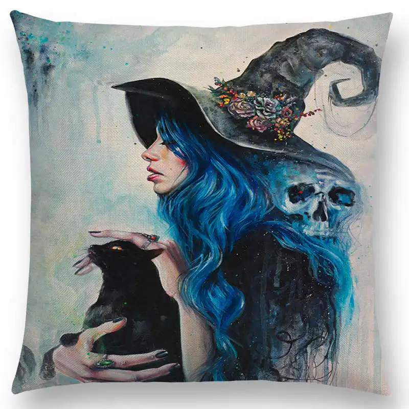 

Gorgeous Oil Painting Miracle Girl Wonder Beauty Magic Witch Beautiful Queen Narwhal Cat Swan Cushion Cover Sofa Pillow Case