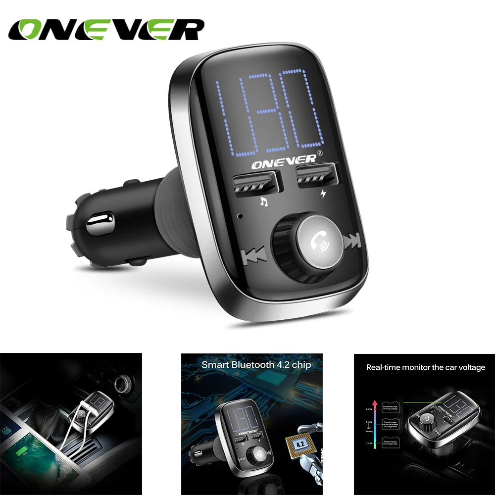 Onever FM Transmitter MP3 Player With Large LED display Bluetooth Car Kit Dual USB 4.1A Quick Charger Micro SD TF Music Playing
Onever FM Transmitter MP3 Player With Large LED display Bluetooth Car Kit Dual USB 4.1A Quick Charger Micro SD TF Music Playing