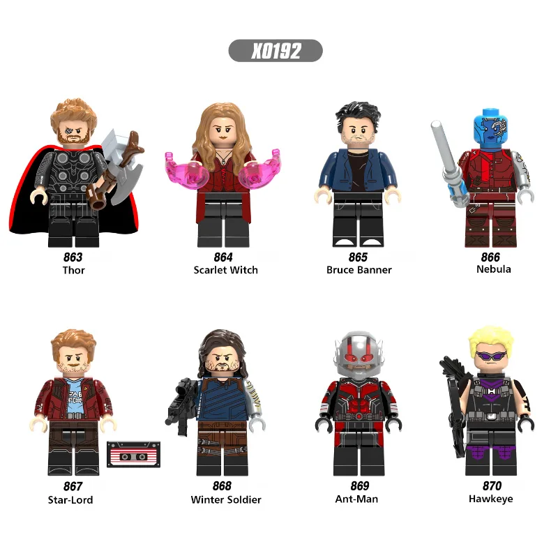 Super Heroes Infinity War Thor Ant-Man Winter Soldier Bruce Banner Scarlet Witch Building Blocks Children Toys X0192
Super Heroes Infinity War Thor Ant-Man Winter Soldier Bruce Banner Scarlet Witch Building Blocks Children Toys X0192
