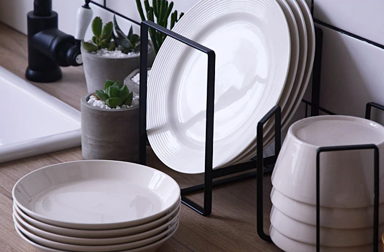 Dish-Drainer-Draining-Plate-Rack-Kitchen-Bowl-Cups-Mug-Organizer-Cucina-Holder-Black-White-Iron-Storage-Knife-Shelf-Organization-024