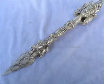 Collectible Old Handwork Tibet silver Buddhist Sword,Carved 3 face Buddha head /Ritual Dagger statue from tibetan ,Long 14 inch
Collectible Old Handwork Tibet silver Buddhist Sword,Carved 3 face Buddha head /Ritual Dagger statue from tibetan ,Long 14 inch