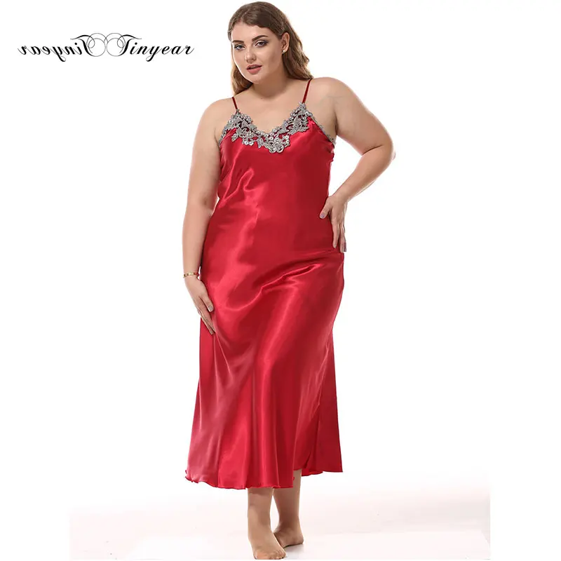 Tinyear 2019 Plus size night gown satin dress sexy lace v-neck sleepwear ladies long night shirt black and wine red
Tinyear 2019 Plus size night gown satin dress sexy lace v-neck sleepwear ladies long night shirt black and wine red