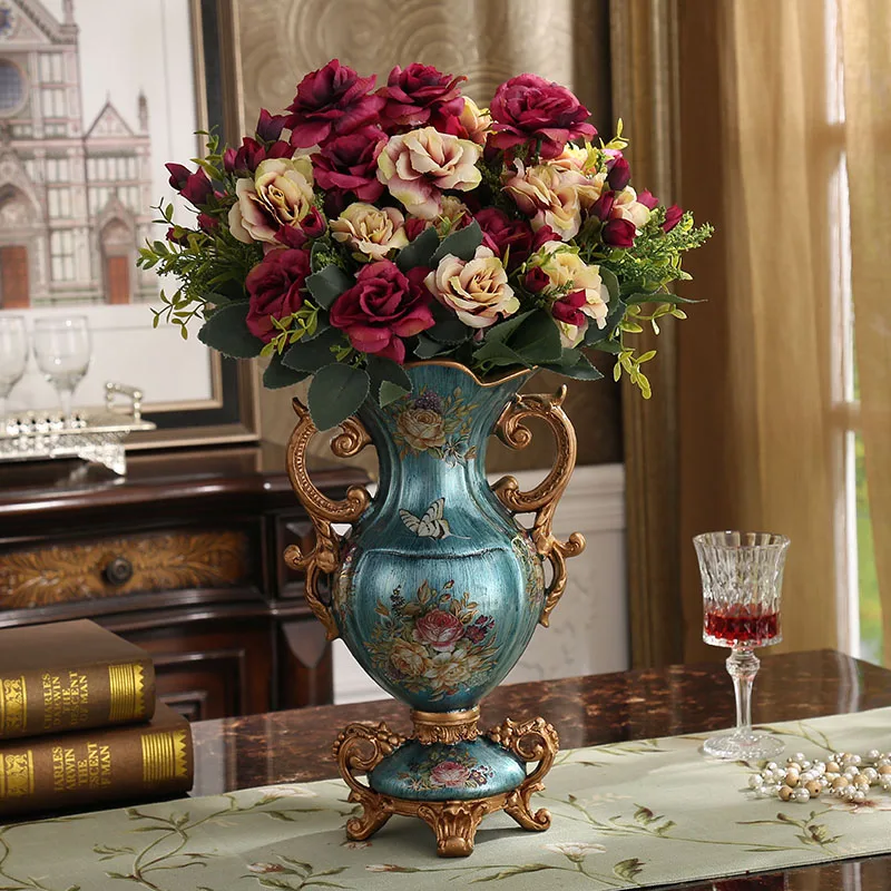 European Luxury Palace Resin Vase Ornament Home Desktop Figurines Crafts Decoration Wedding Gift American Retro Silk Flower Pot
European Luxury Palace Resin Vase Ornament Home Desktop Figurines Crafts Decoration Wedding Gift American Retro Silk Flower Pot