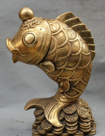 JP S62 13" Chinese Fengshui Brass Gold Fish Play Bead Money Coin Wealth Rich Statue (B0413)
JP S62 13" Chinese Fengshui Brass Gold Fish Play Bead Money Coin Wealth Rich Statue (B0413)