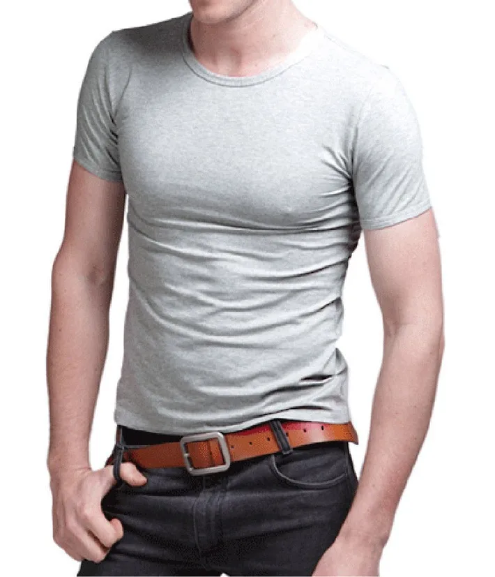MYDBSH Elastic Cotton Mens T Shirts Big size Fitness Men T-Shirt Homme Fashion V Neck Short Sleeve Solid Color 2024 Casual Tees