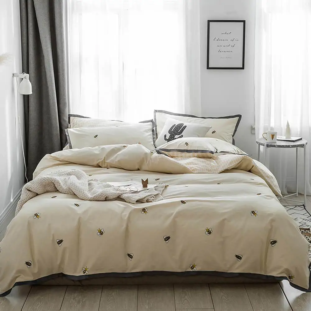 2019 INS Cartoon Bees Beige Bed Cover Duvet Cover Set Cotton Bedding Set Bedlinens Twin Queen King Flat Sheet Fitted Sheet
2019 INS Cartoon Bees Beige Bed Cover Duvet Cover Set Cotton Bedding Set Bedlinens Twin Queen King Flat Sheet Fitted Sheet