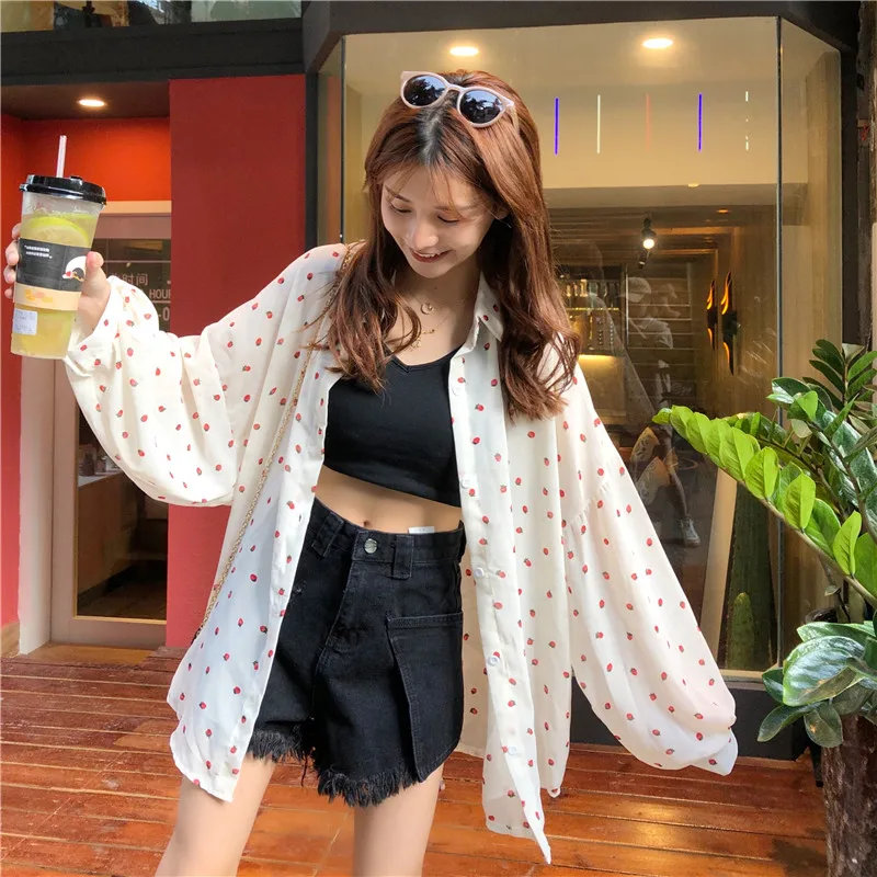 loose lantern sleeve korean style summer spring Women's Clothing Strawberry print turn-down collar ulzzang Coats loose Jackets
loose lantern sleeve korean style summer spring Women's Clothing Strawberry print turn-down collar ulzzang Coats loose Jackets