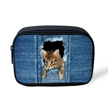 THINK Denim Cat Cute Printing Women Make up Case Zipper Pouch Purse Student School Pencil Bag Polyester Pencil Case Customize
THINK Denim Cat Cute Printing Women Make up Case Zipper Pouch Purse Student School Pencil Bag Polyester Pencil Case Customize