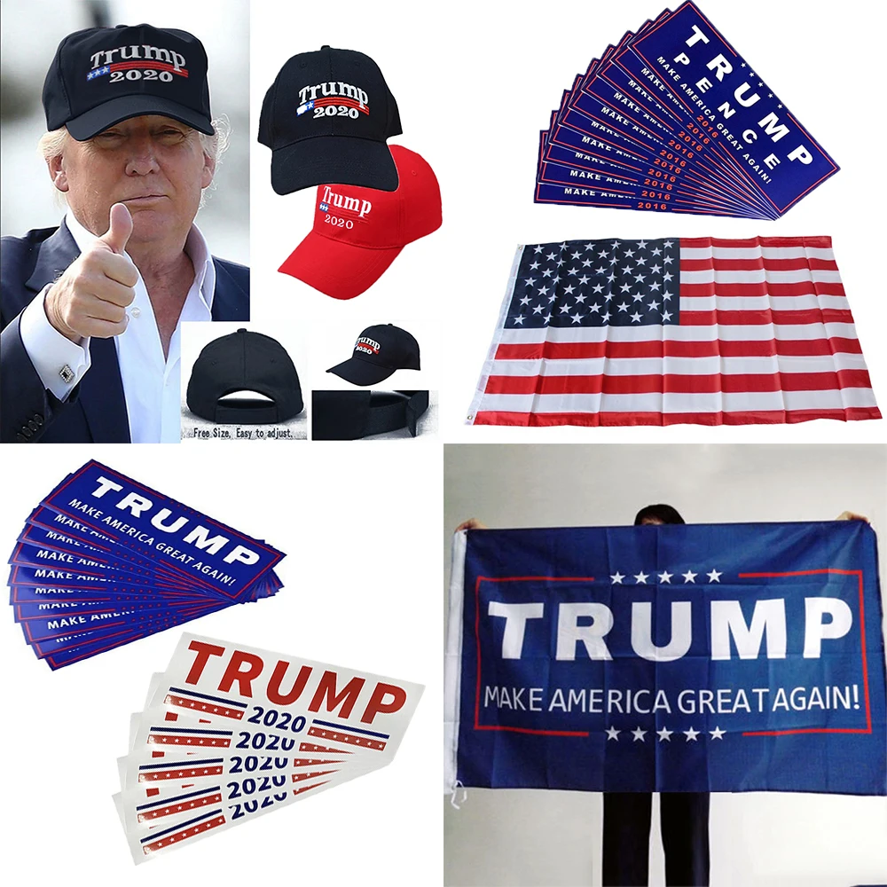 

2020 Donald Trump series Car Bumper Stickers Re-Election Keep America Great USA Flag Cap Embroidered Donald Trump Baseball Hat