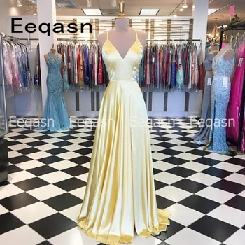 Simple Prom Dresses 2020 Spaghetti Straps V Neck Backless Sweep Train Evening Party Dresses Custom Prom Dresses Long 
Simple Prom Dresses 2020 Spaghetti Straps V Neck Backless Sweep Train Evening Party Dresses Custom Prom Dresses Long