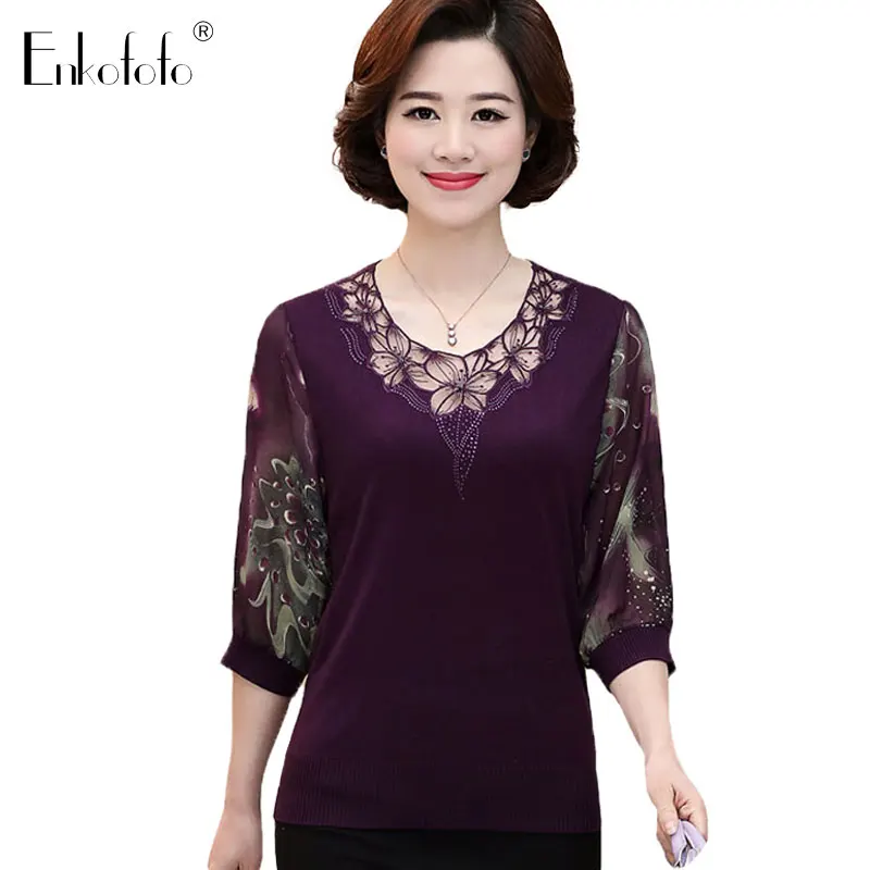 Women Blouse Plus Size Female Spring Summer Shirts Blouses Middle-aged Mother Lace Print Floral Three Quarter Sleeve Shirt Top
Women Blouse Plus Size Female Spring Summer Shirts Blouses Middle-aged Mother Lace Print Floral Three Quarter Sleeve Shirt Top