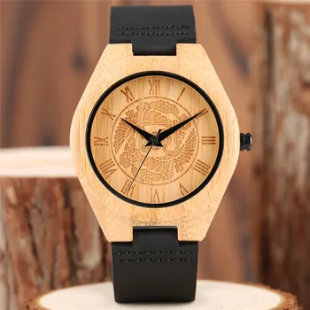 Men Bamboo Case Wood Watch Trendy Hand-made Engraving Pine Tree Pattern Clock Genuine Leather Analog Time Male Relogio Masculino
Men Bamboo Case Wood Watch Trendy Hand-made Engraving Pine Tree Pattern Clock Genuine Leather Analog Time Male Relogio Masculino