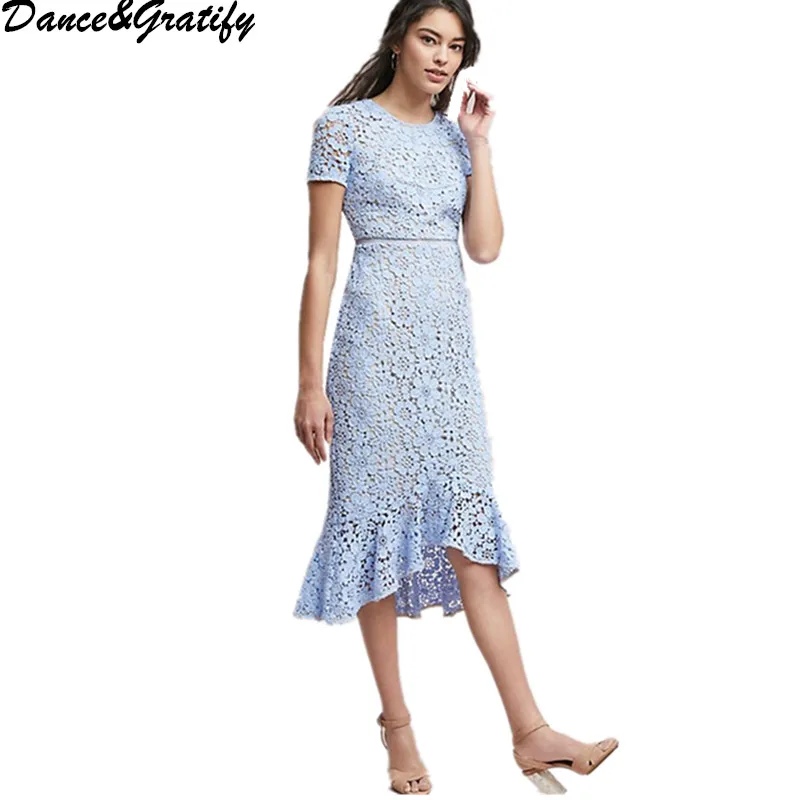 Women sky blue runway mermaid dress female short sleeve floral embroidery lace party dresses new 2018 summer
Women sky blue runway mermaid dress female short sleeve floral embroidery lace party dresses new 2018 summer