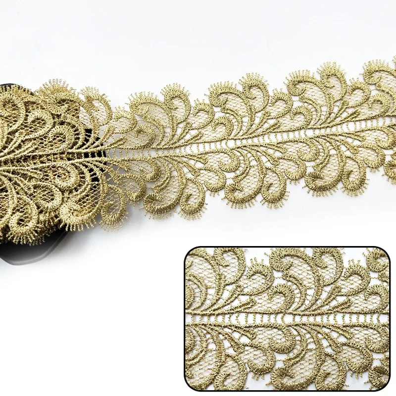 2Yds/Lot Gold Lace 3D Floral Scalloped Applique Trim Soft Flower Embroidery Lace Trims Dress Lace 9CM
2Yds/Lot Gold Lace 3D Floral Scalloped Applique Trim Soft Flower Embroidery Lace Trims Dress Lace 9CM