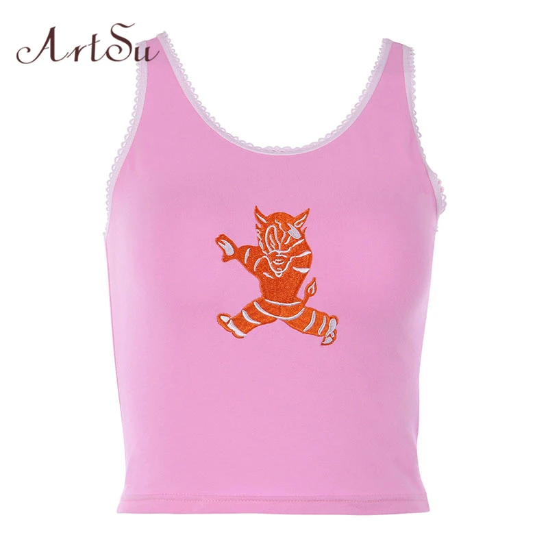 ArtSu Cartoon Embroidery Sleeveless Top Women Tank Top Blue Kawaii Cute Pink Crop Top Harajuku Summer Tops Streetwear ASVE20558
ArtSu Cartoon Embroidery Sleeveless Top Women Tank Top Blue Kawaii Cute Pink Crop Top Harajuku Summer Tops Streetwear ASVE20558
