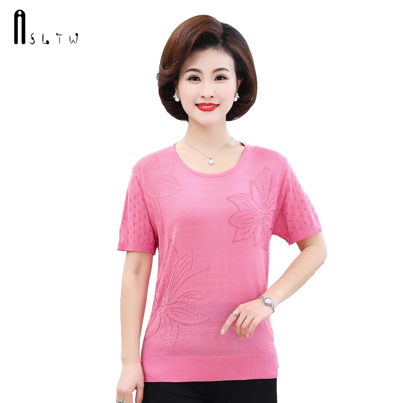 ASLTW Female T-shirt Summer Hollow Short Sleeve Women Clothes 2019 New Tops Plus Size Soft Thin Knitted Vintage Tee Shirt Femme
ASLTW Female T-shirt Summer Hollow Short Sleeve Women Clothes 2019 New Tops Plus Size Soft Thin Knitted Vintage Tee Shirt Femme