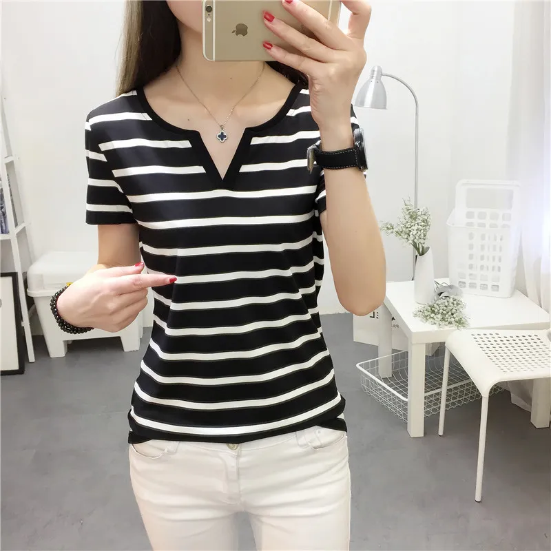 MRMT Stripes Womens T-Shirt V Collar T Shirts Skinny Half Sleeve Clothes Women Slim Under Wear Tshirt Casual Top Tees For Female MRMT Stripes Womens T-Shirt V Collar T Shirts Skinny Half Sleeve Clothes Women Slim Under Wear Tshirt Casual Top Tees For Female