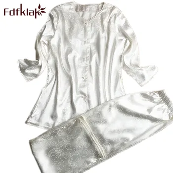 Fdfklak Spring Women Sleep & Lounge Wear Sexy V-Neck Home Clothing White Pyjama Femme Homewear Womens Pajamas Silk Pijama Q755
Fdfklak Spring Women Sleep & Lounge Wear Sexy V-Neck Home Clothing White Pyjama Femme Homewear Womens Pajamas Silk Pijama Q755