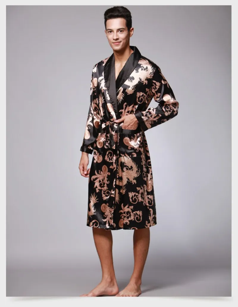2021 Sexy Men Bathing Robe Dressing Gown Mens Robes Sleep Lounge Faux