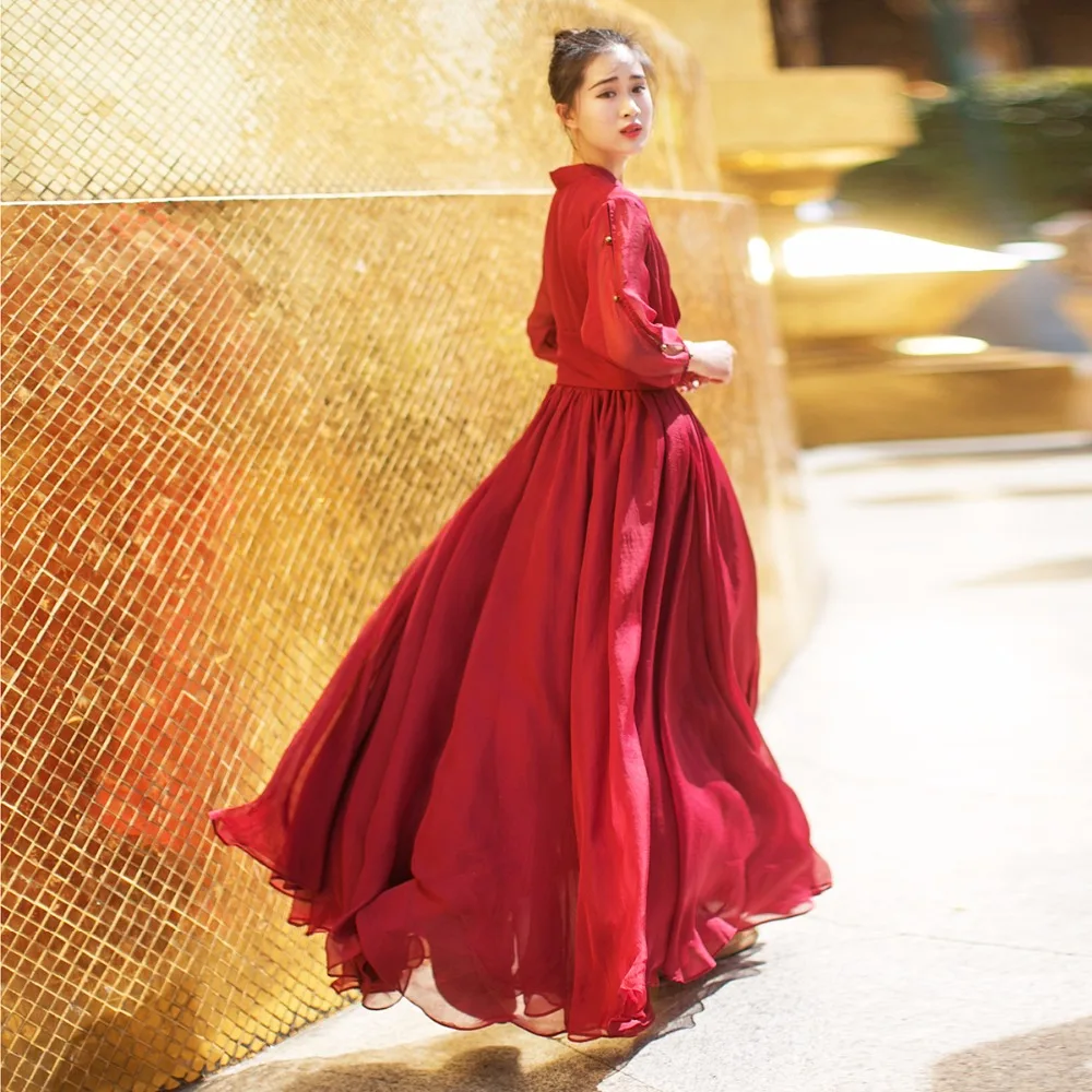 MM003 2018 Summer vintage elegant flowing chiffon V neck three quarter sleeve long maxi beach dress women
MM003 2018 Summer vintage elegant flowing chiffon V neck three quarter sleeve long maxi beach dress women