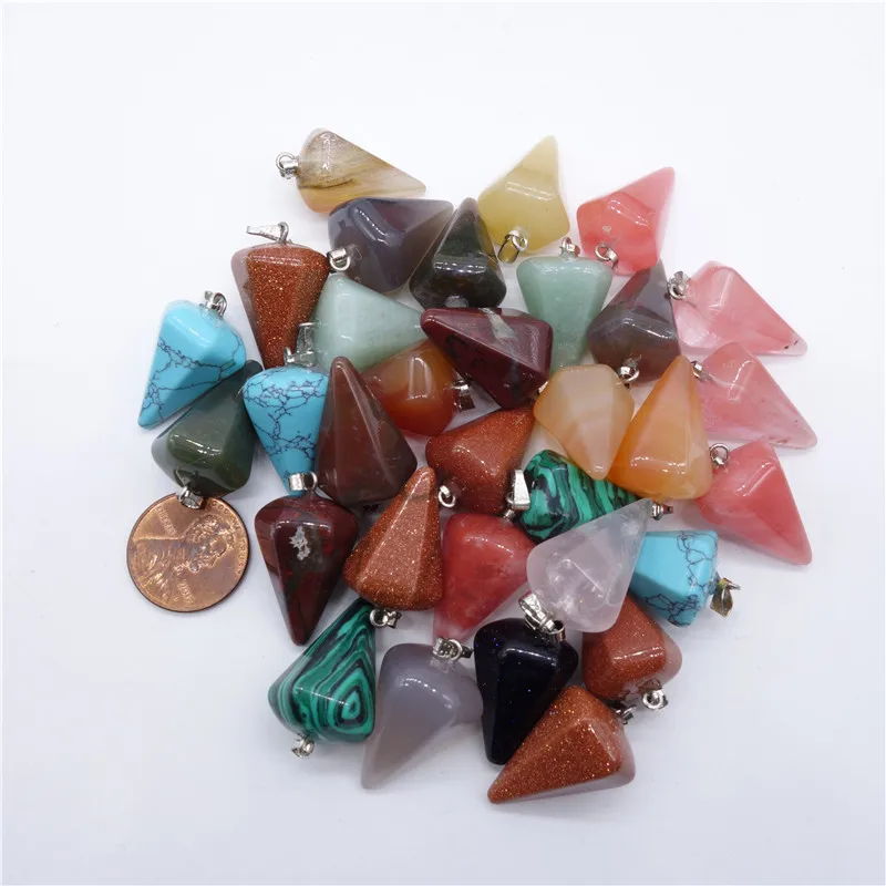 Wholesale Natural Stone Crystal Faceted Wicca Pendulum Pyramid Healing Reiki Chakra Dowsing Pendant Suspension Making 24pcs/lot
Wholesale Natural Stone Crystal Faceted Wicca Pendulum Pyramid Healing Reiki Chakra Dowsing Pendant Suspension Making 24pcs/lot