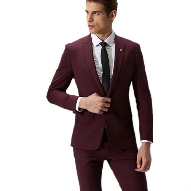 Mens Peak Lapel Formal Business 2 Piece Suit Groom Tuxedos Slim Fit Wedding Mens Single Breasted Jacket Pants Burgundy Blazer
Mens Peak Lapel Formal Business 2 Piece Suit Groom Tuxedos Slim Fit Wedding Mens Single Breasted Jacket Pants Burgundy Blazer
