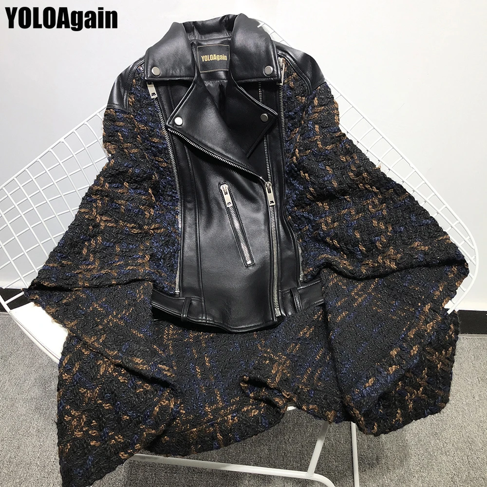 YOLOAgain Women genuine leather jacket ladies high street batwing sleeve real sheep leather jacket
YOLOAgain Women genuine leather jacket ladies high street batwing sleeve real sheep leather jacket