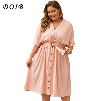 DOIB Plus Size Solid Color Dresse Batwing Sleeve V Neck Button Sashes Dress XL 2XL 3XL 4XL
DOIB Plus Size Solid Color Dresse Batwing Sleeve V Neck Button Sashes Dress XL 2XL 3XL 4XL