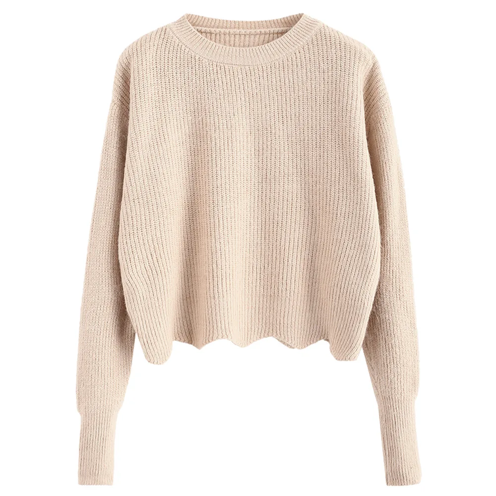 ZAFUL Wave Hem Crop Knitwear Chunky Short Sweater Shift Type Crew Neck Top Long Sleeve Solid Pullover Elastic Sweater
ZAFUL Wave Hem Crop Knitwear Chunky Short Sweater Shift Type Crew Neck Top Long Sleeve Solid Pullover Elastic Sweater