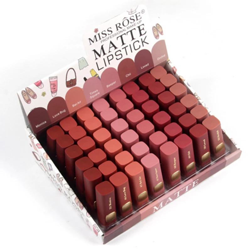 MISS ROSE new matte lipstick waterproof and moisturizing easy to color lipstick 48 sticks display box lipstick
MISS ROSE new matte lipstick waterproof and moisturizing easy to color lipstick 48 sticks display box lipstick