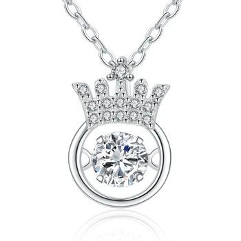 Pure 925 Silver Necklaces For Women Classic Crown Necklace With Dancing Crystal Stone Pendant Necklaces Sterling Silver Jewelry
Pure 925 Silver Necklaces For Women Classic Crown Necklace With Dancing Crystal Stone Pendant Necklaces Sterling Silver Jewelry