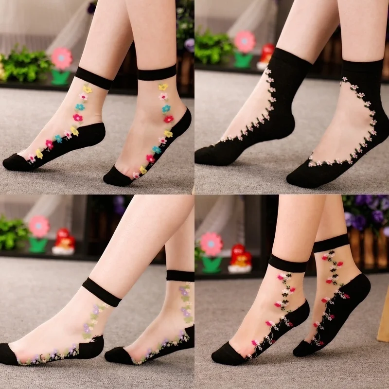 1 Pair Beautiful Women Flower Sock Summer Lace Crystal Glass Silk Socks Short Thin Transparent Roses Elastic Ultrathin Socks
1 Pair Beautiful Women Flower Sock Summer Lace Crystal Glass Silk Socks Short Thin Transparent Roses Elastic Ultrathin Socks