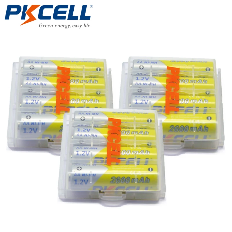 12Pcs PKCELL 1.2V 2300mah-2600MAH 1.2V AA Rechargeable Battery 2A Batteries+ 3pcs Battery Boxes Holder Case
12Pcs PKCELL 1.2V 2300mah-2600MAH 1.2V AA Rechargeable Battery 2A Batteries+ 3pcs Battery Boxes Holder Case