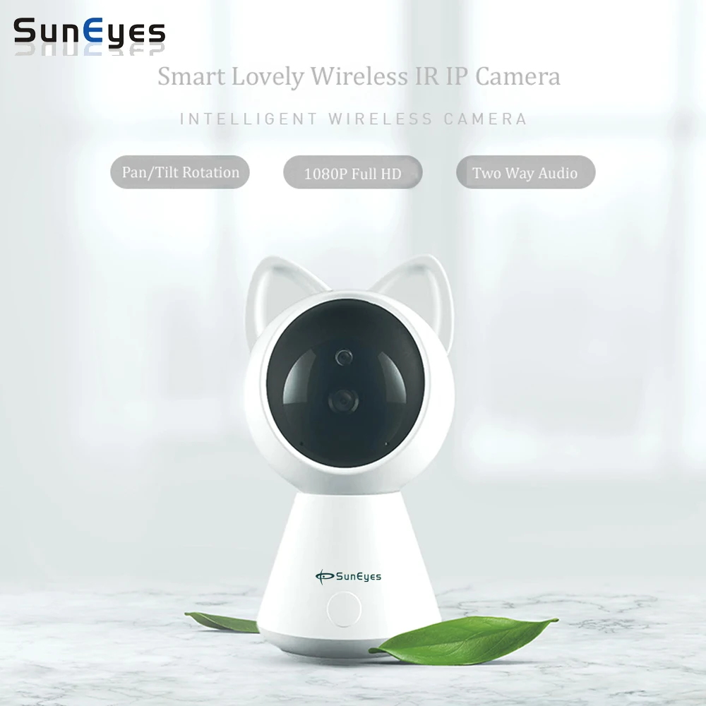 

SunEyes SP-S1801W Wireless IP Camera 1080P 2.0MP Full HD Cute Cat Smart Pan/Tilt Camera P2P IR Night and Two Way Audio