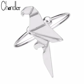 Brand Unique Silver Gold Plated Cute Origami Parrot Rings Bird Charming Fashion Jewelry For Women Feminino Anel Aneis anillos
