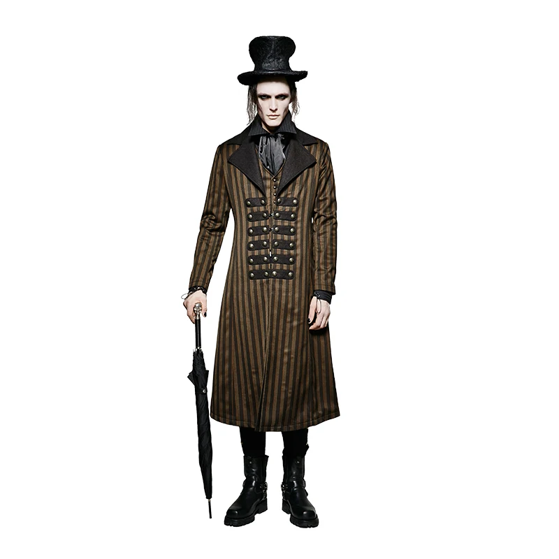 Steampunk Men's Jackets Black Coffee Stripe Jacket Luxury Woven Bold Stripes Jackets With Decorative Buttons New Arrivals
Steampunk Men's Jackets Black Coffee Stripe Jacket Luxury Woven Bold Stripes Jackets With Decorative Buttons New Arrivals