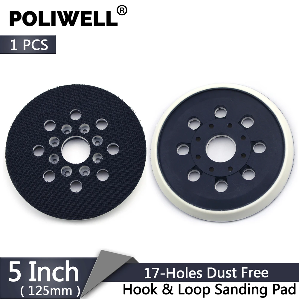 POLIWELL 5 inch 125 mm 17 Holes Backing Pad Hoop & Loop Sanding Pads for Sanding Disc Holder Dust Free Electric Power Sander Pad
POLIWELL 5 inch 125 mm 17 Holes Backing Pad Hoop & Loop Sanding Pads for Sanding Disc Holder Dust Free Electric Power Sander Pad