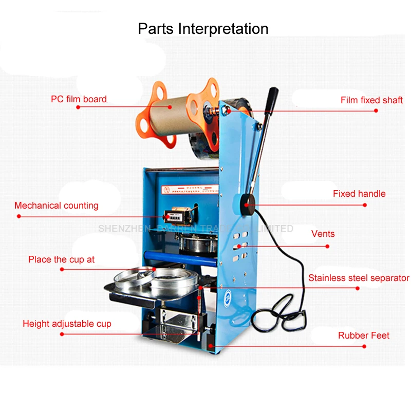 1pcs ET-D9 220V Plastic Cup Sealing Machine ,Milk tea sealing machine,standard cup dia:7.0cm-9.5cm, With counting function