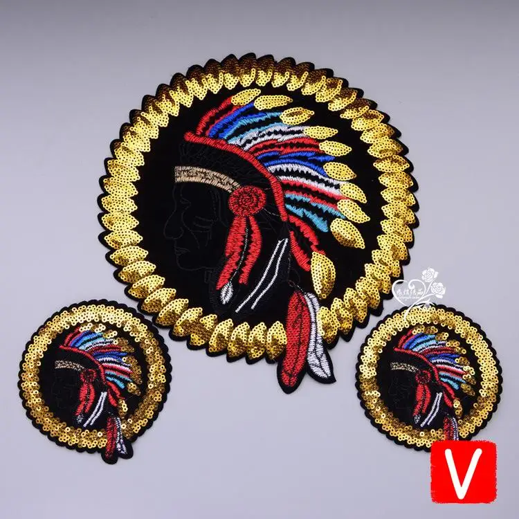 

VIPOINT Sequins embroidery big Indian patches cartoon patches badges applique patches for clothing DX-207