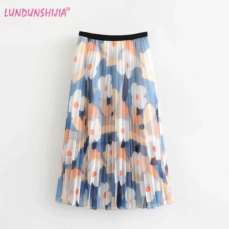 LUNDUNSHIJIA Women's High Waist Long Skirt 2019 Summer Elegant Fashion Colored Flowers Printed Pleated Mesh Skirts
LUNDUNSHIJIA Women's High Waist Long Skirt 2019 Summer Elegant Fashion Colored Flowers Printed Pleated Mesh Skirts