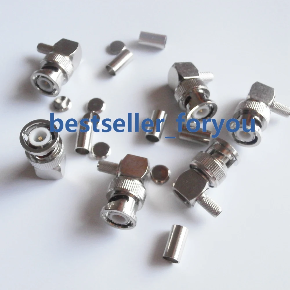 BNC Male Plug Right Angle Q9 Crimp for RG58 RG400 RFC195 RG142 LMR195 RF Coax Adapter connector
BNC Male Plug Right Angle Q9 Crimp for RG58 RG400 RFC195 RG142 LMR195 RF Coax Adapter connector