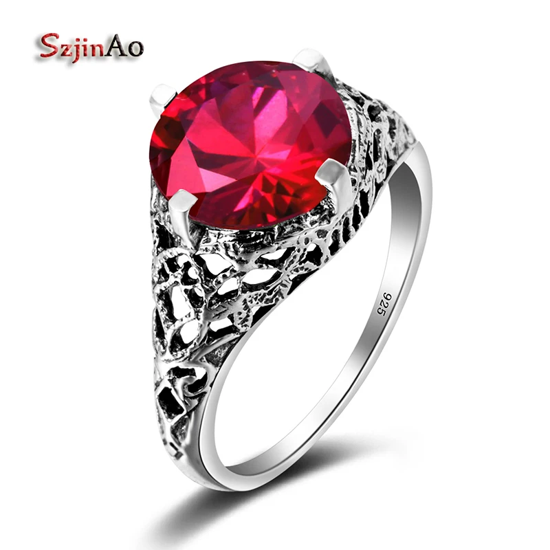 Szjinao Sale Princess Vintage Style Red Ruby Jewelry Solid 925 Sterling Silver Wedding Ring Sets for Women bagues tendances
Szjinao Sale Princess Vintage Style Red Ruby Jewelry Solid 925 Sterling Silver Wedding Ring Sets for Women bagues tendances