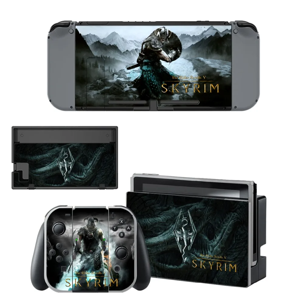 The Elder Scrolls V Skyrim Decal Vinyl Skin Sticker for Nintendo Switch NS Console + Controller Stand Holder Protective | Электроника